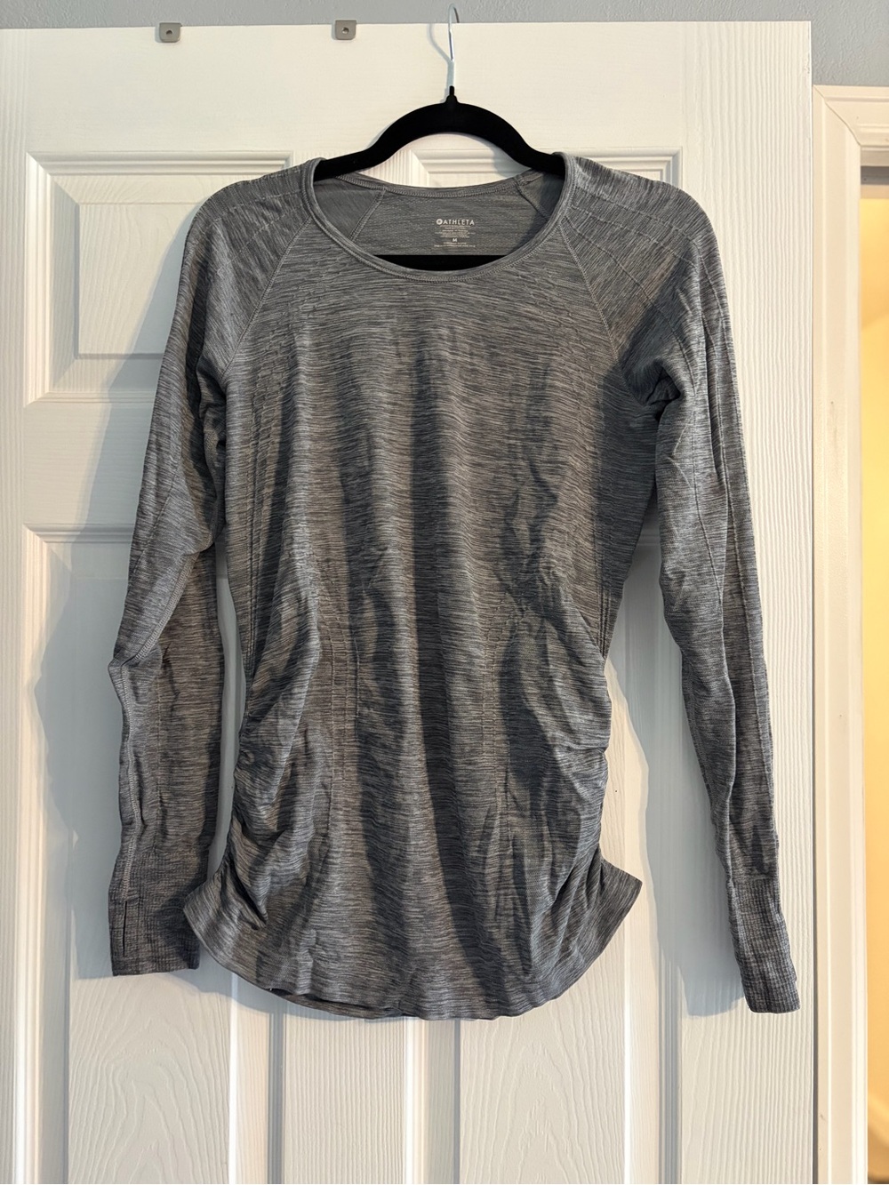Athleta Long Sleeve Heathered Gray Crew Top